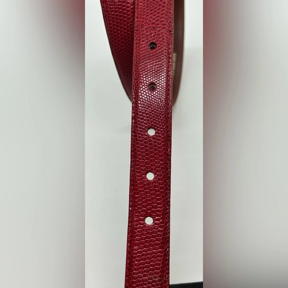 Barry Kieselstein-Cord Vintage Skinny Red Lizard Belt Strap 4 NEW CONDITION - Picture 7 of 10